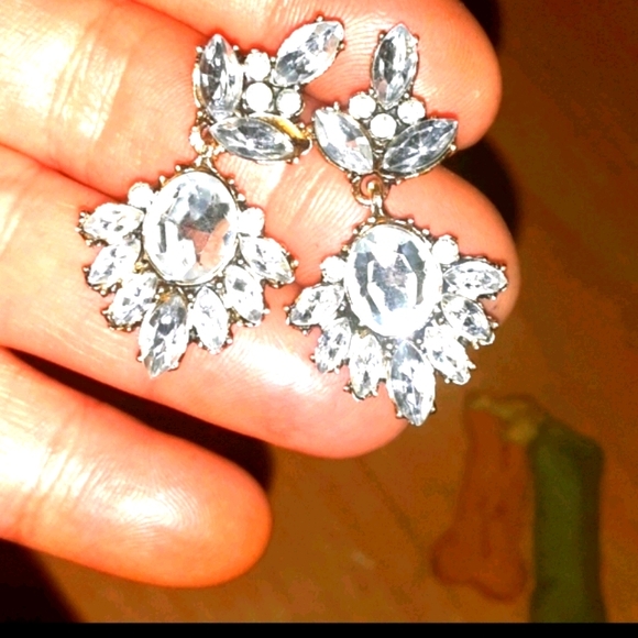 None Jewelry - Crystal rose gold tone chandelier earrings
